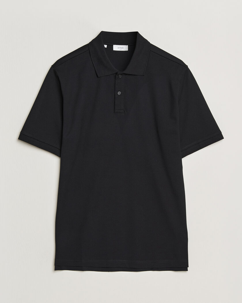Eton Pima Pique Polo Black – Negro