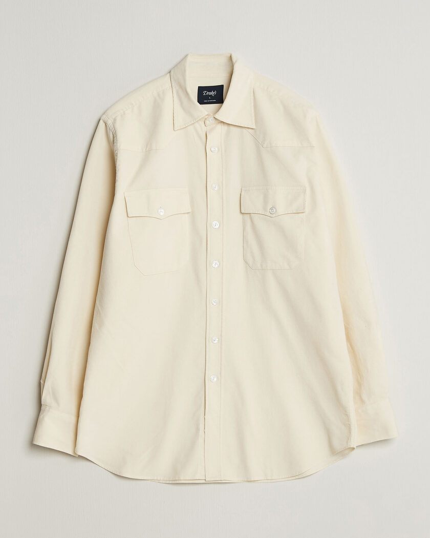 Drake's Needlecord Western Shirt White – Blanco