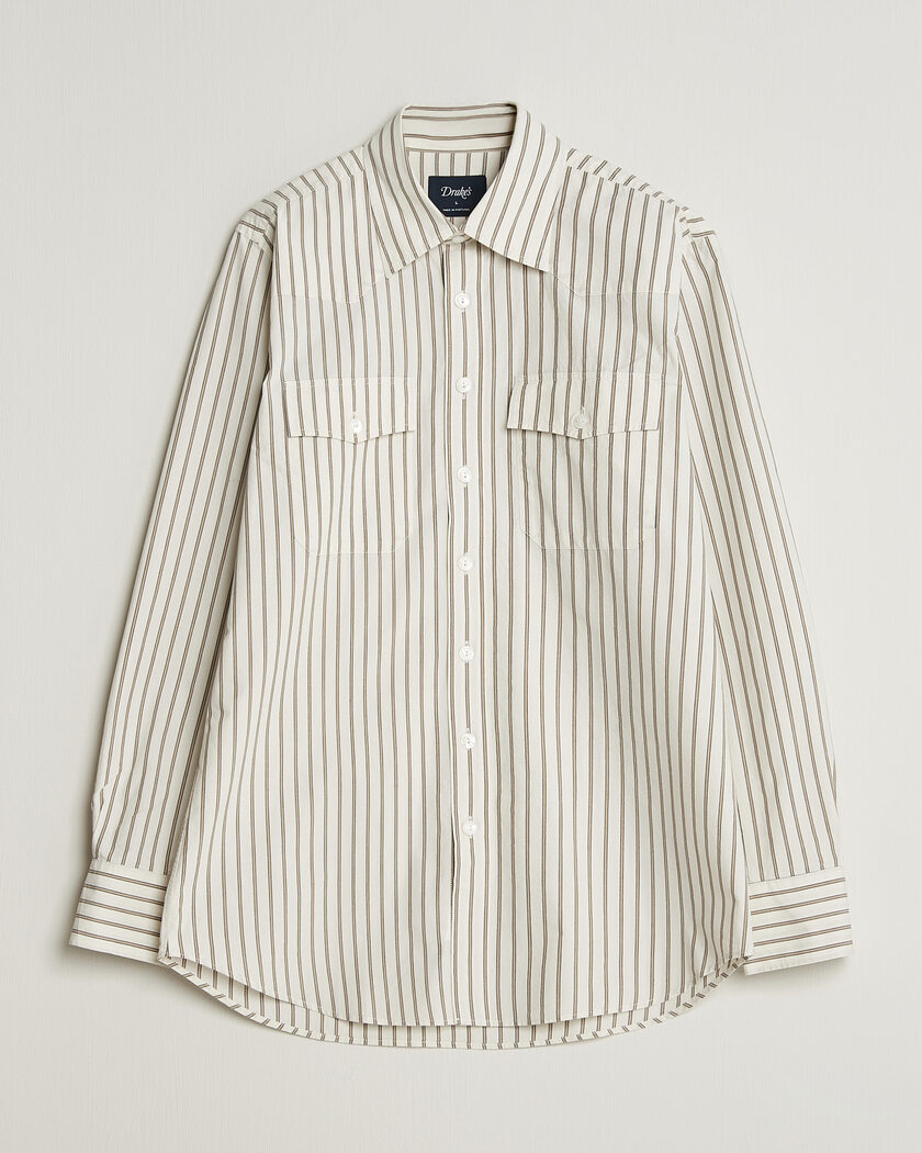 Drake's Striped Western Shirt White – Blanco