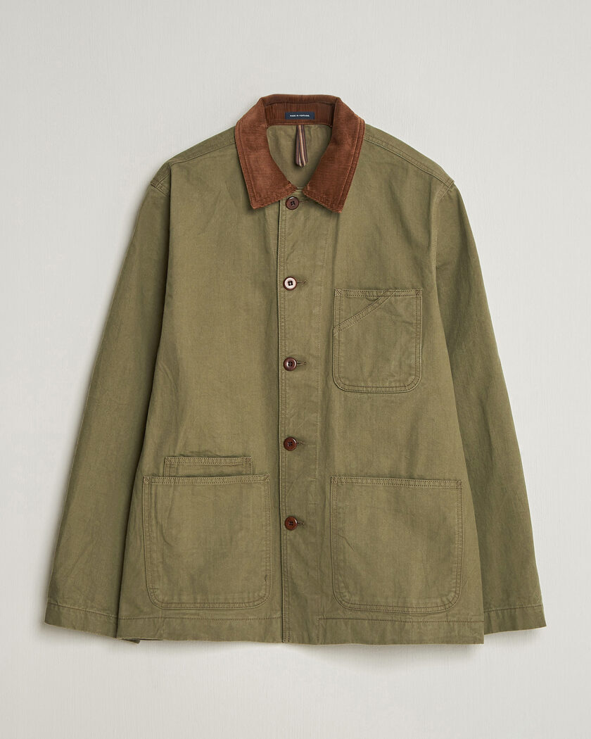 Drake's Twill Fatigue Jacket Khaki – Verde