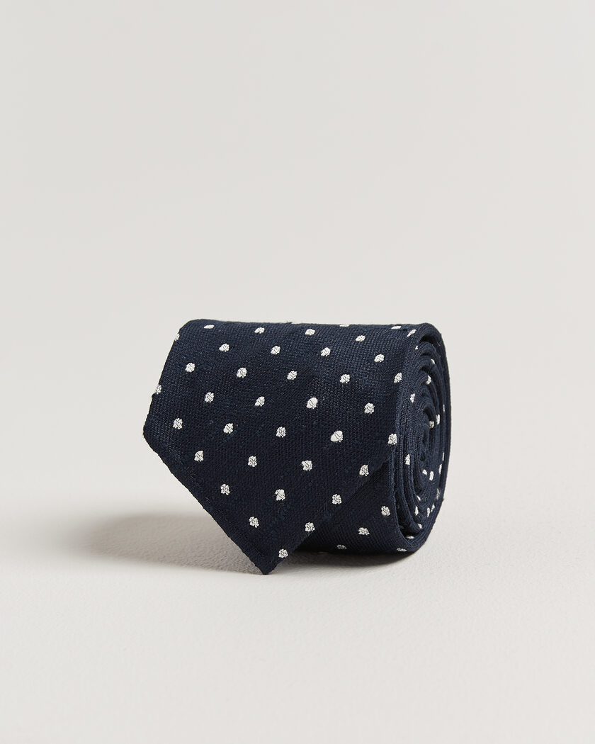 Drake's Smal Spot Pattern Shantung Silk Tie Navy – Azul