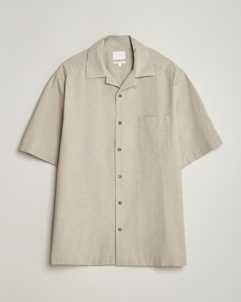 A.P.C. Jude Cotton/Linen Short Sleeve Shirt Sage Green – Verde
