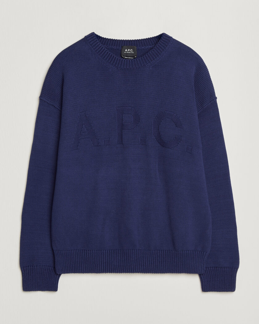 A.P.C. Leo Cotton Knitted Sweater Dark Blue – Azul