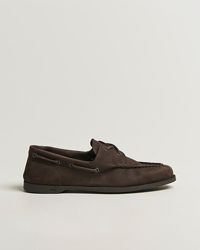 John Lobb Foil Boat Shoes Dark Brown Nubuck – Marrón
