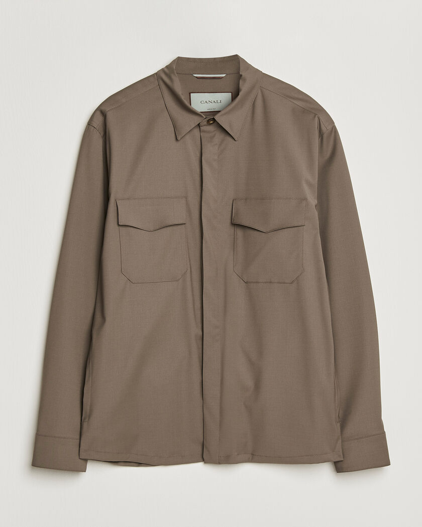 Canali Travel Wool Overshirt Brown – Marrón