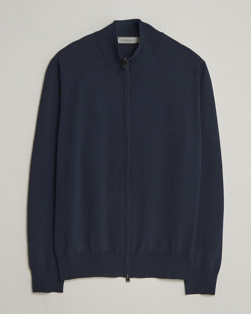 Canali Cotton Full Zip Navy – Azul
