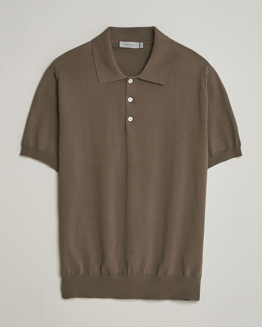 Canali Cotton Short Sleeve Polo Brown – Marrón