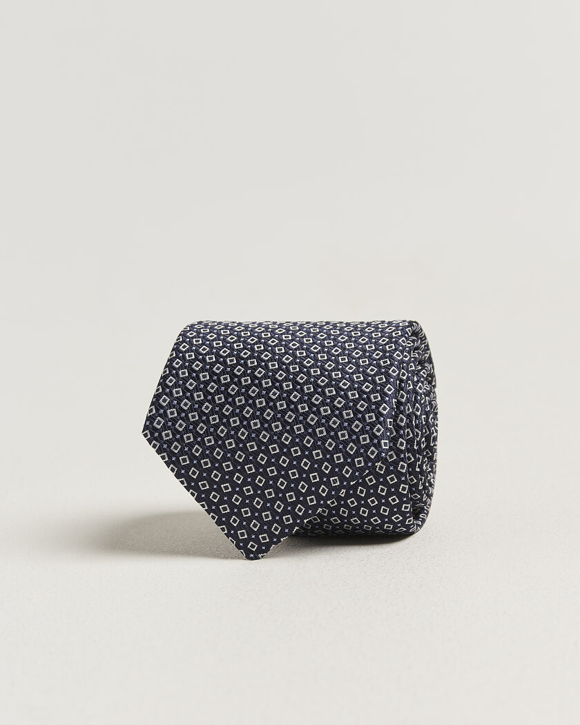 Canali Micro Structure Silk Tie Navy – Azul