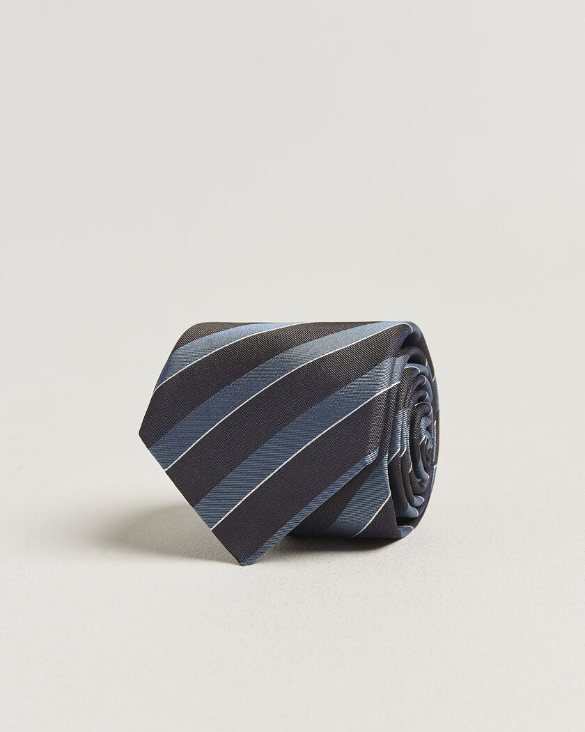 Canali Regimental Stripe Silk Tie Brown/Blue – Marrón