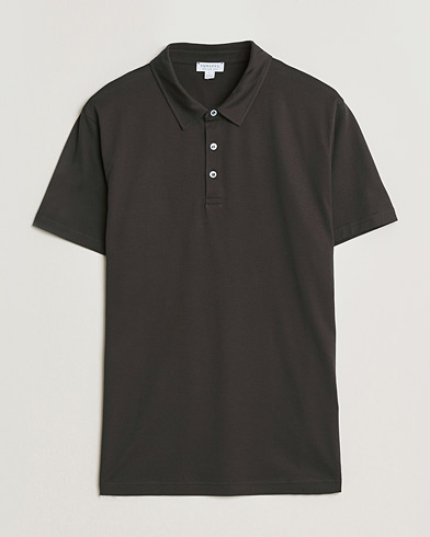 Sunspel Cotton Jersey Polo Dark Chocolate – Marrón