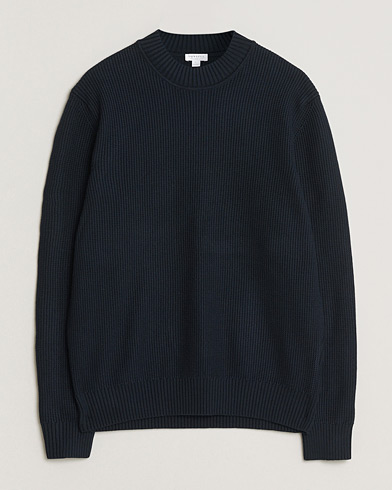 Sunspel Cotton Stitch Mock Neck Navy – Azul