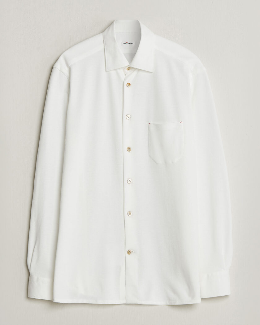 Kiton Jersey Piquet Shirt White – Blanco