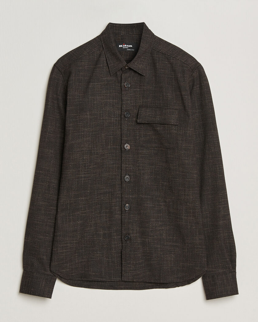 Kiton Virgin Wool Overshirt Dark Brown – Marrón