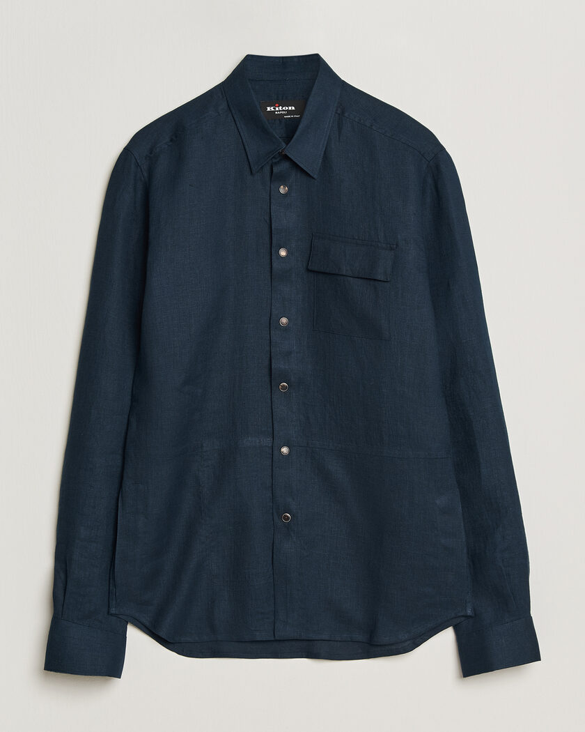 Kiton Linen Overshirt Navy – Azul