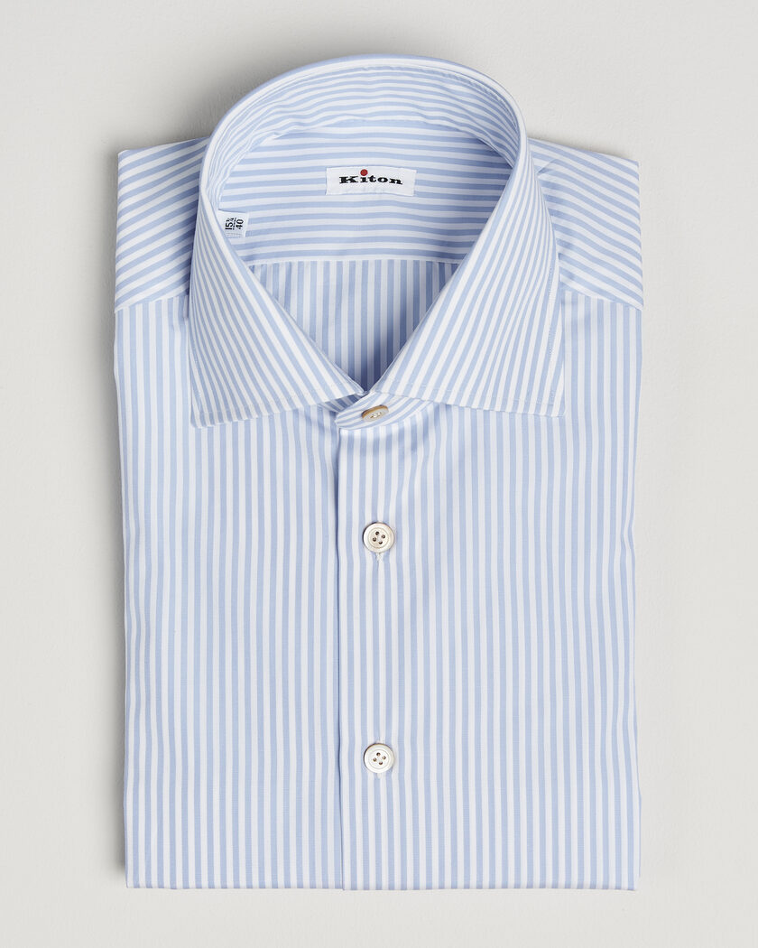Kiton Slim Fit Dress Shirt Light Blue Stripe – Azul