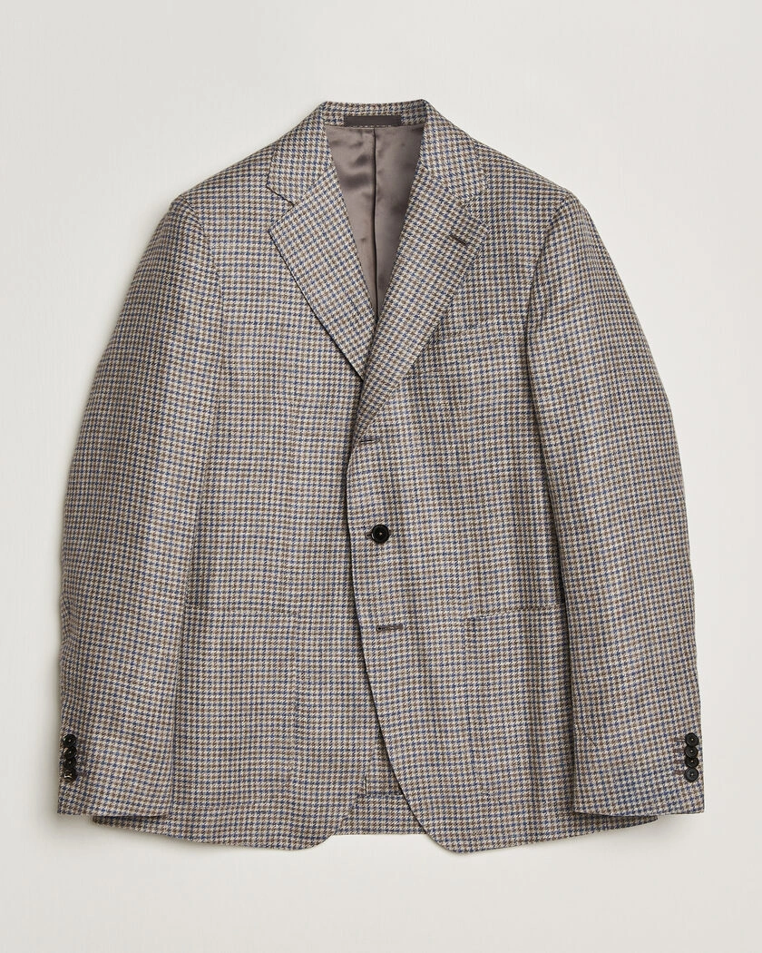 Caruso Aida Linen/Wool Blazer Navy/Grey Check – Multicolor