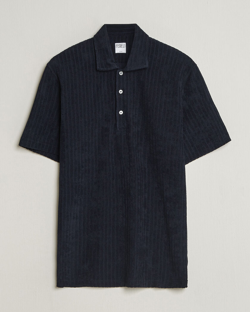 Fedeli Rib Terry Polo Navy – Azul
