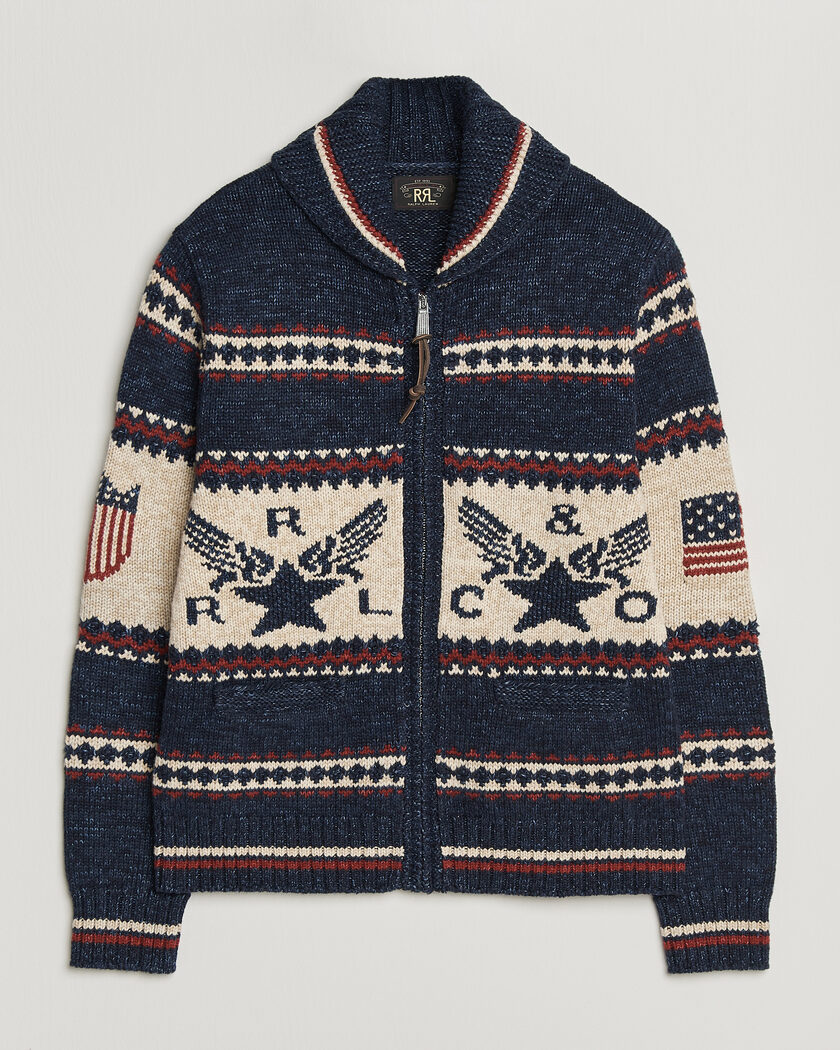RRL Jacquard Shawl Cardigan Indigo – Azul