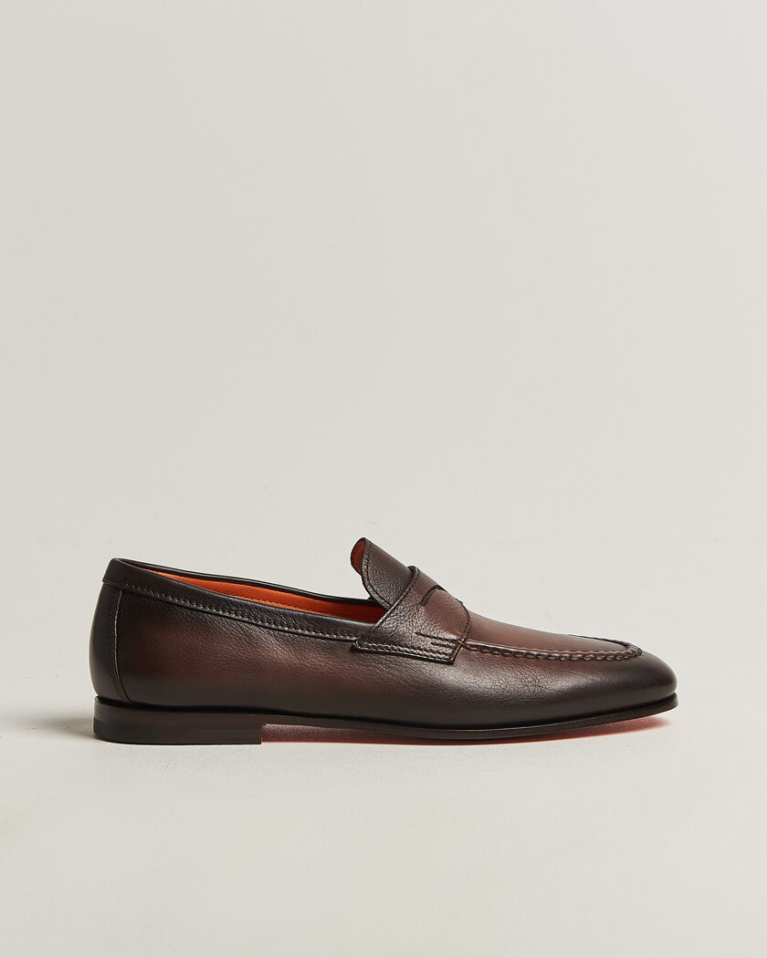 Santoni Penny Loafers Dark Brown Calf – Marrón