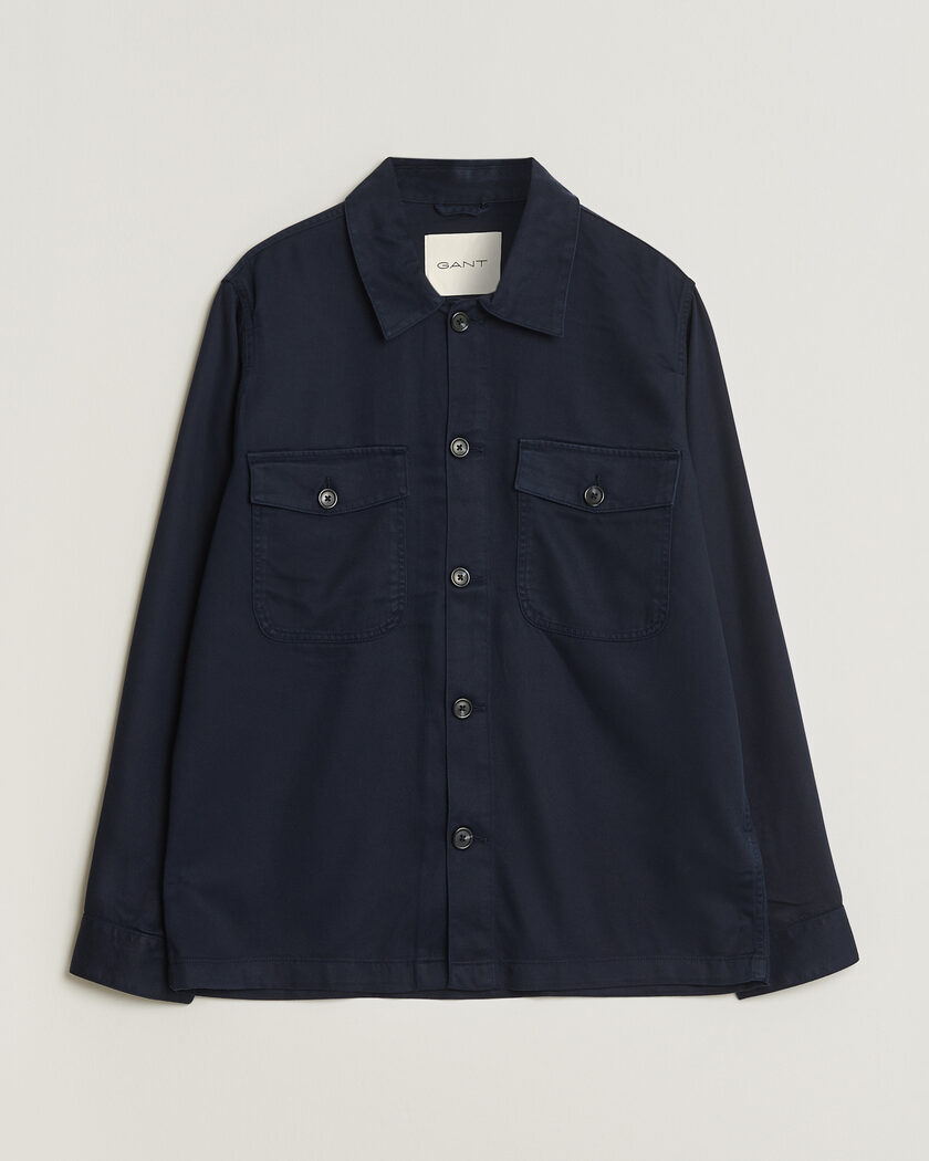 Gant Regular Fit Lyocell Overshirt Evening Blue – Azul