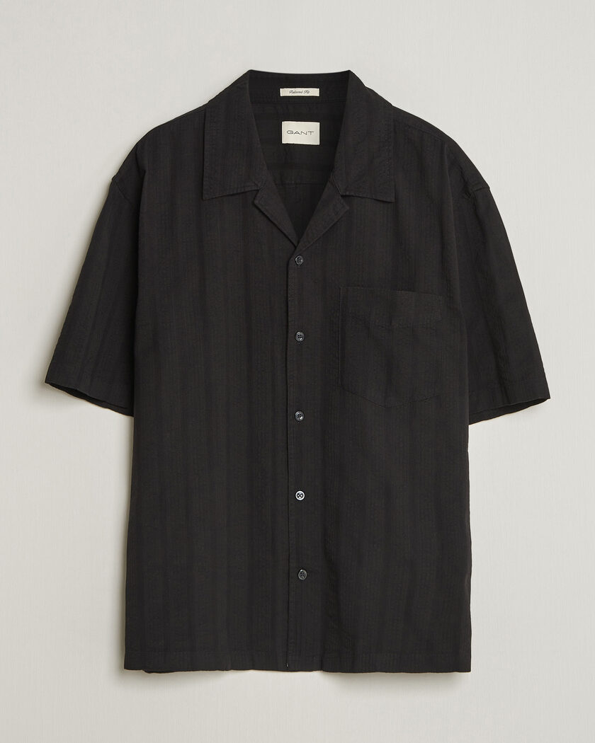 Gant Relaxed Fit Dobby Striped Camp Shirt Black – Negro