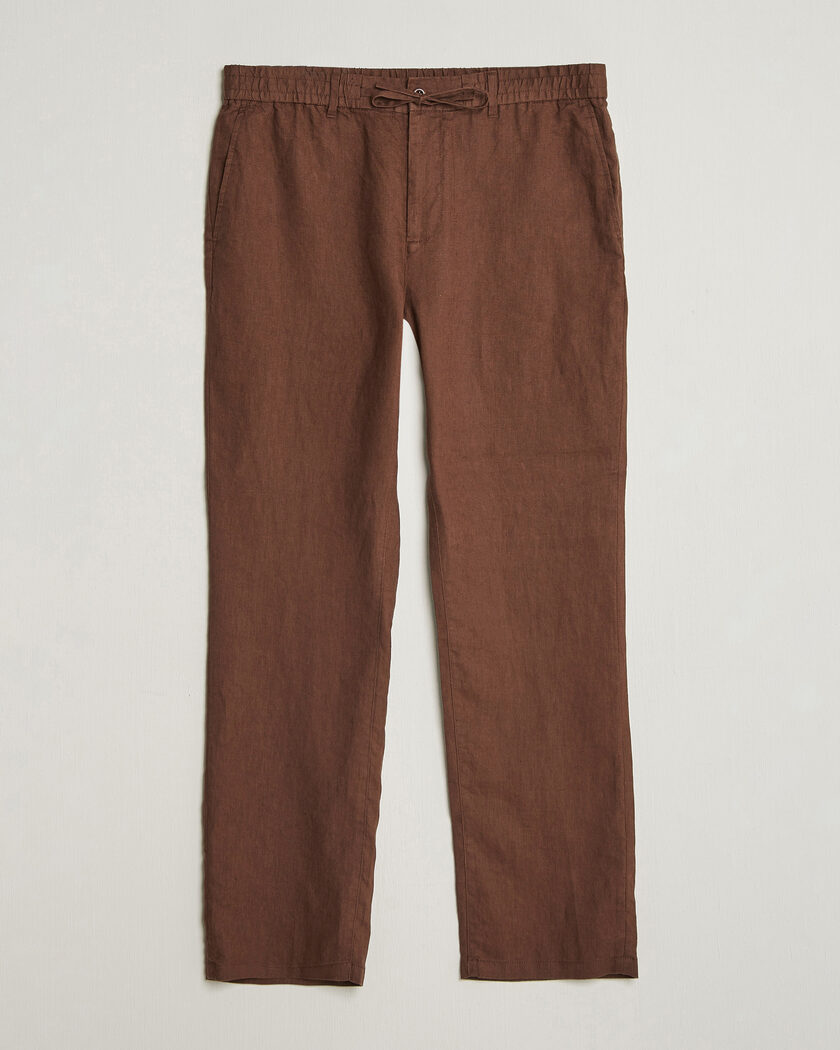 Gant Regular Fit Linen Drawstring Pants Mahogany Brown – Marrón