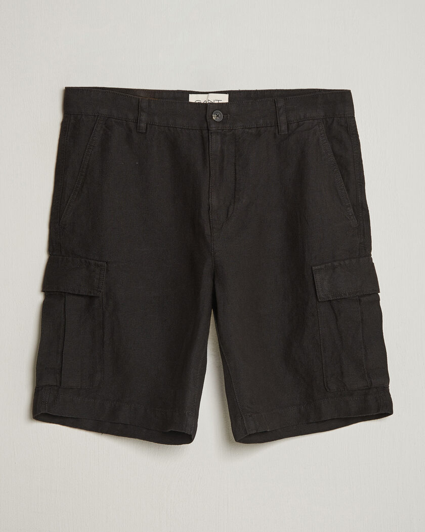 Gant Regular Fit Linen Cargo Shorts Ebony Black – Negro