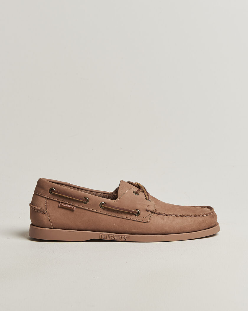 Sebago Docksides Portland Nubuck Boat Shoe Beige Taupe – Marrón
