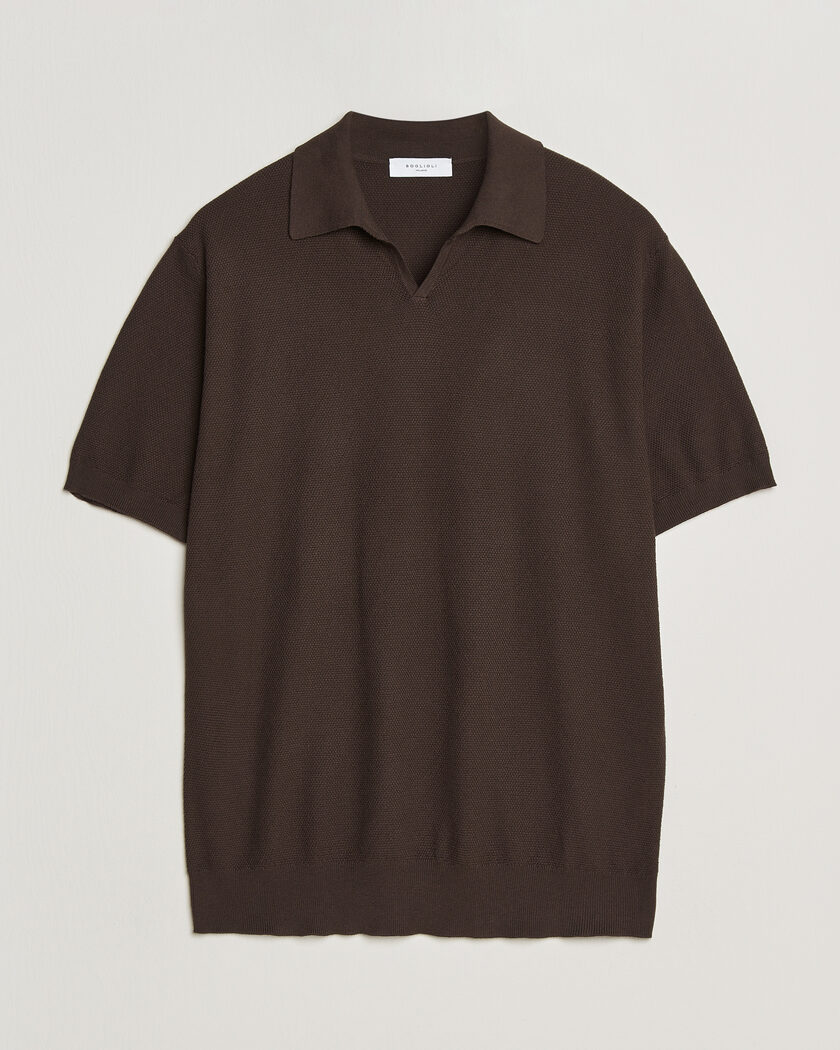 Boglioli Short Sleeve Polo Piquet Brown – Marrón