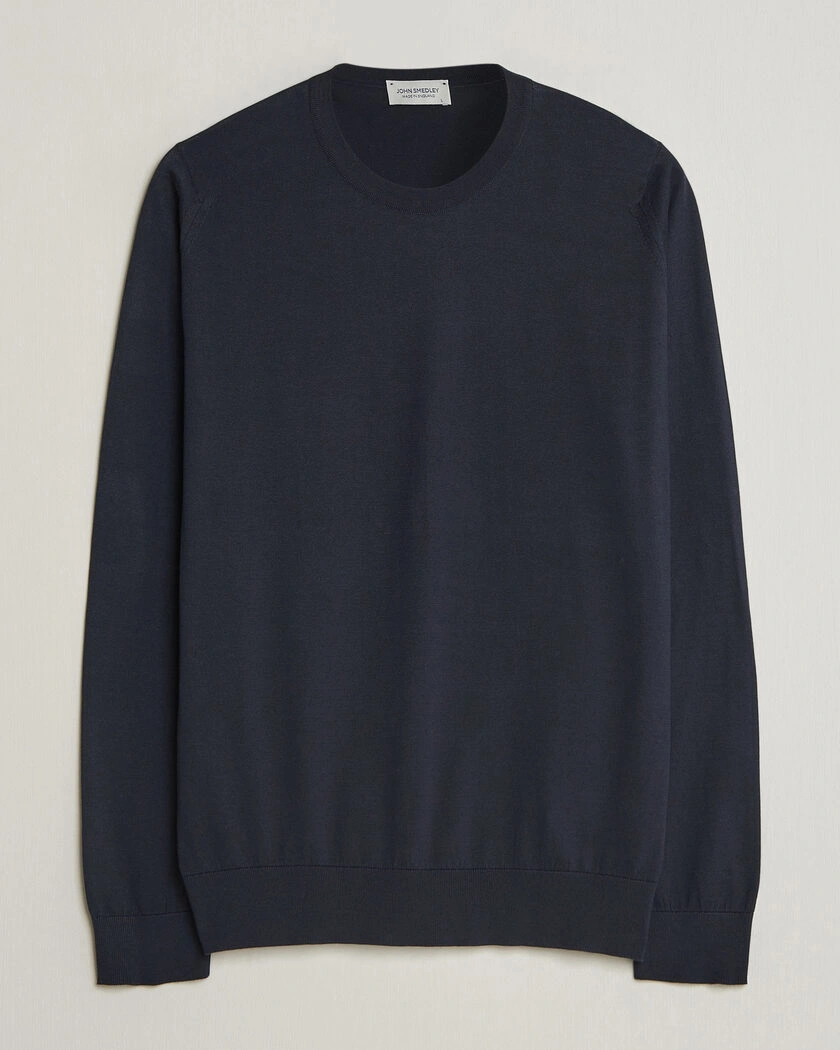 John Smedley Rowland Sea Island Crew Neck Pullover Navy – Azul