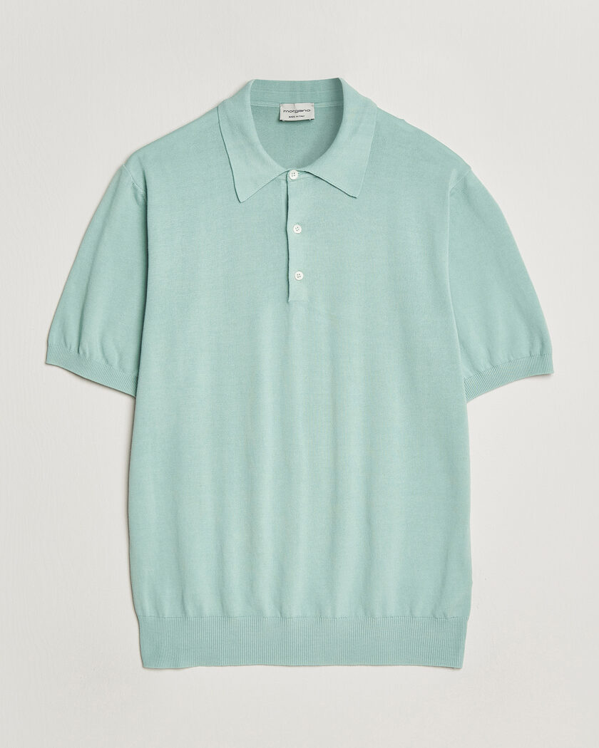 Morgano Knitted Cotton Crepe Polo Light Green – Verde