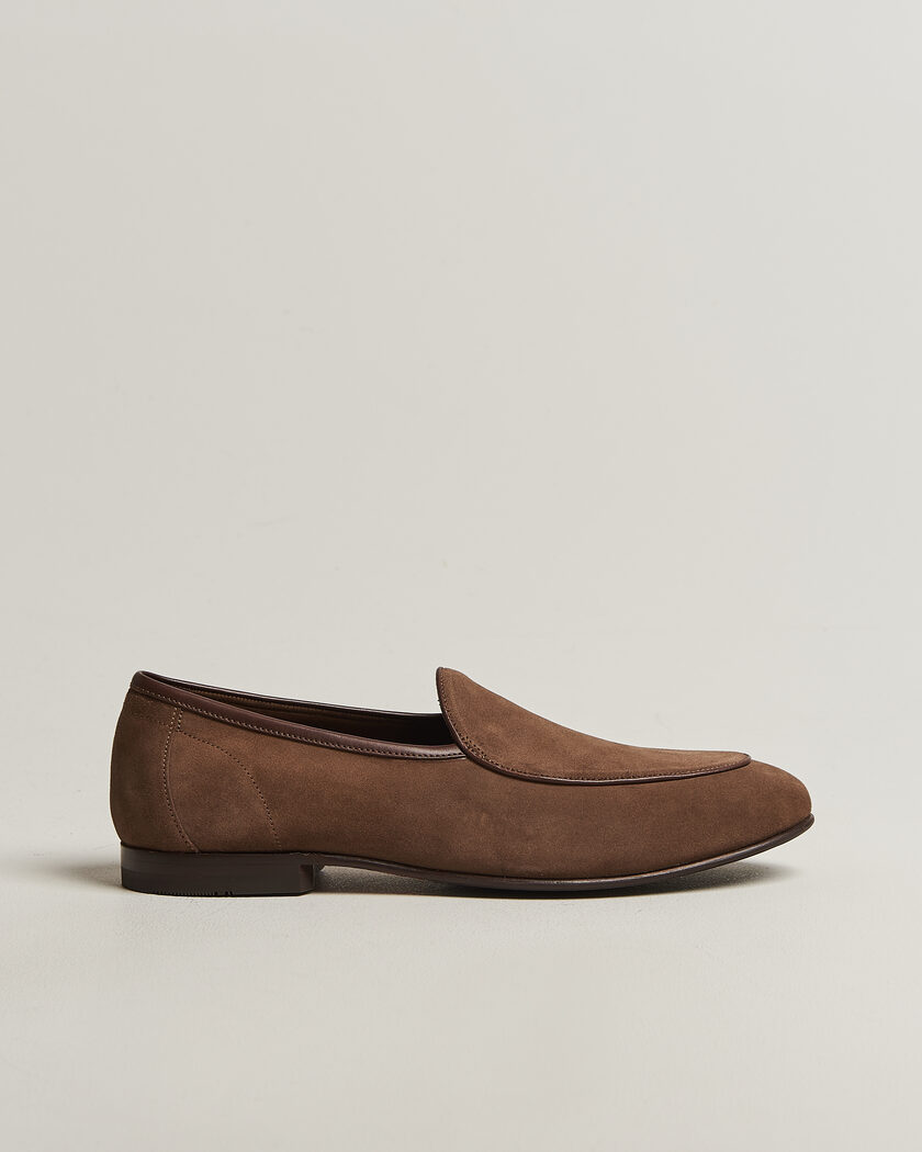 Loake 1880 Belgrave Suede Belgian Loafer Flint – Marrón