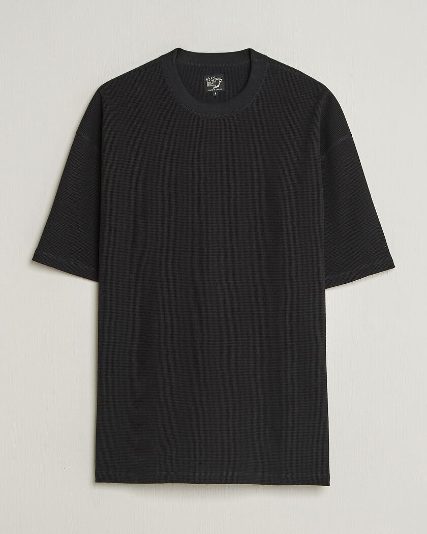 orSlow Waffle Cotton T-Shirt Black – Negro