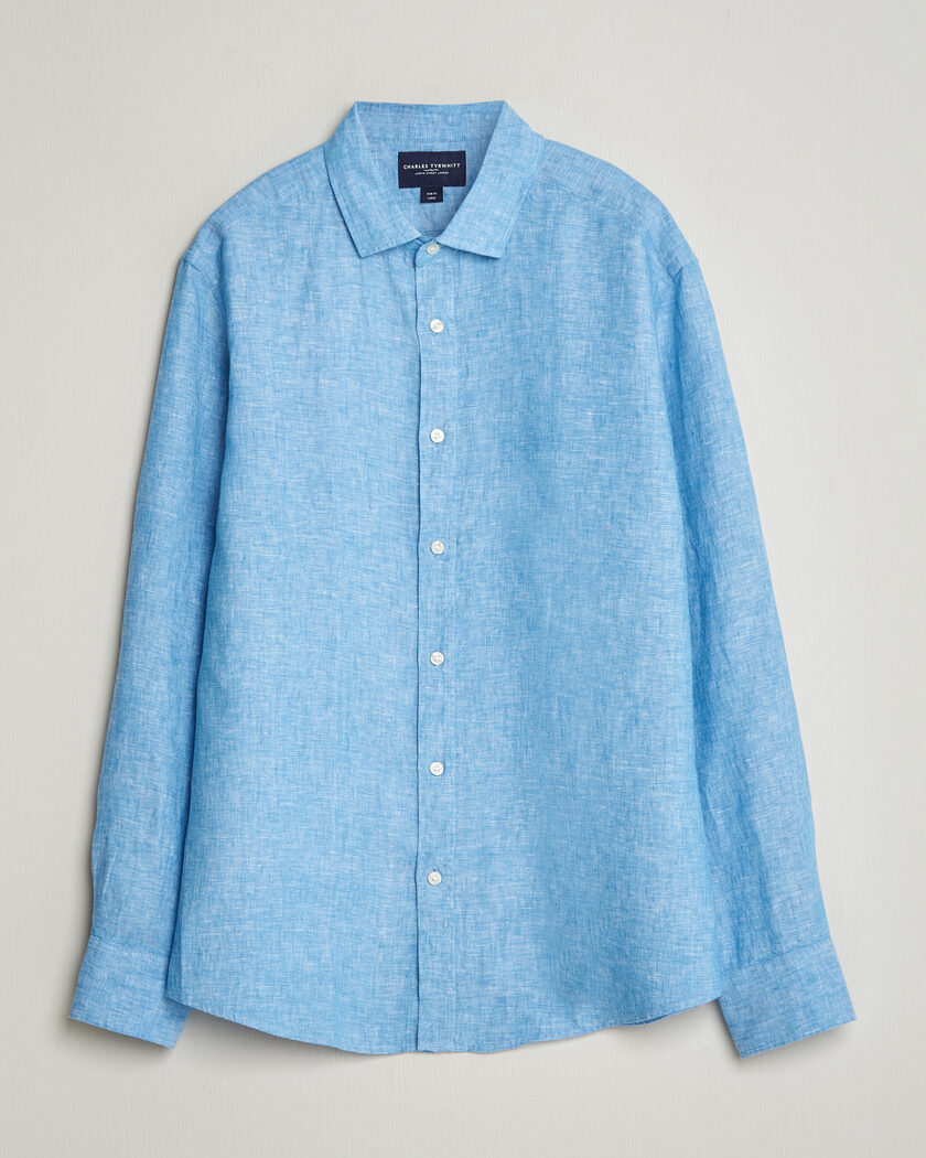 Charles Tyrwhitt Pure Linen Slim Fit Shirt Ocean Blue – Azul