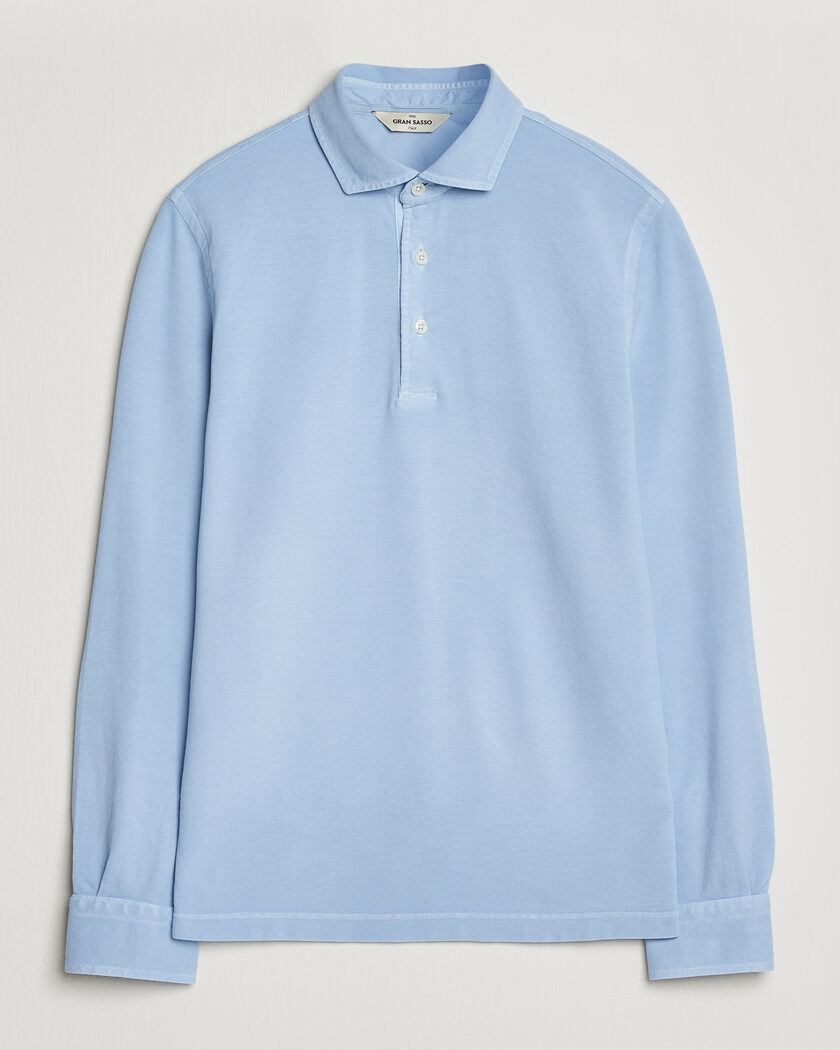 Gran Sasso Washed Long Sleeve Polo Light Blue – Azul