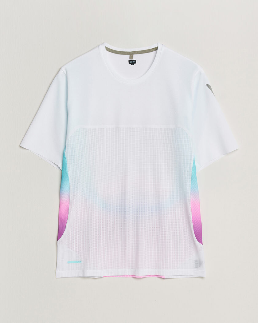 SOAR Running Hot Weather Tee White/Blue – Blanco