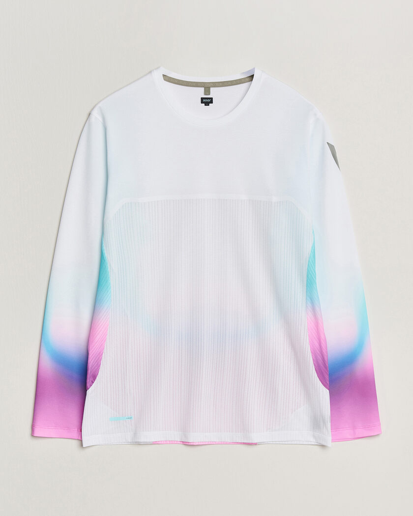 SOAR Running Hot Weather Long Sleeve Tee White/Blue – Blanco