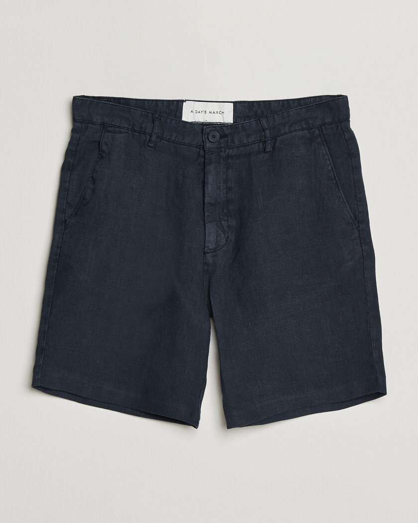A Day's March Luny Linen Shorts Navy – Azul