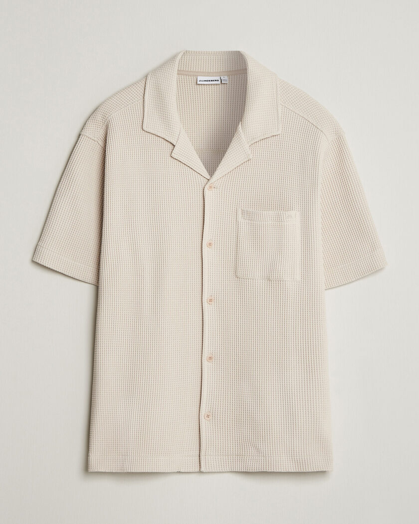 J.Lindeberg Theron Waffle Resort Shirt Moonbeam – Beige
