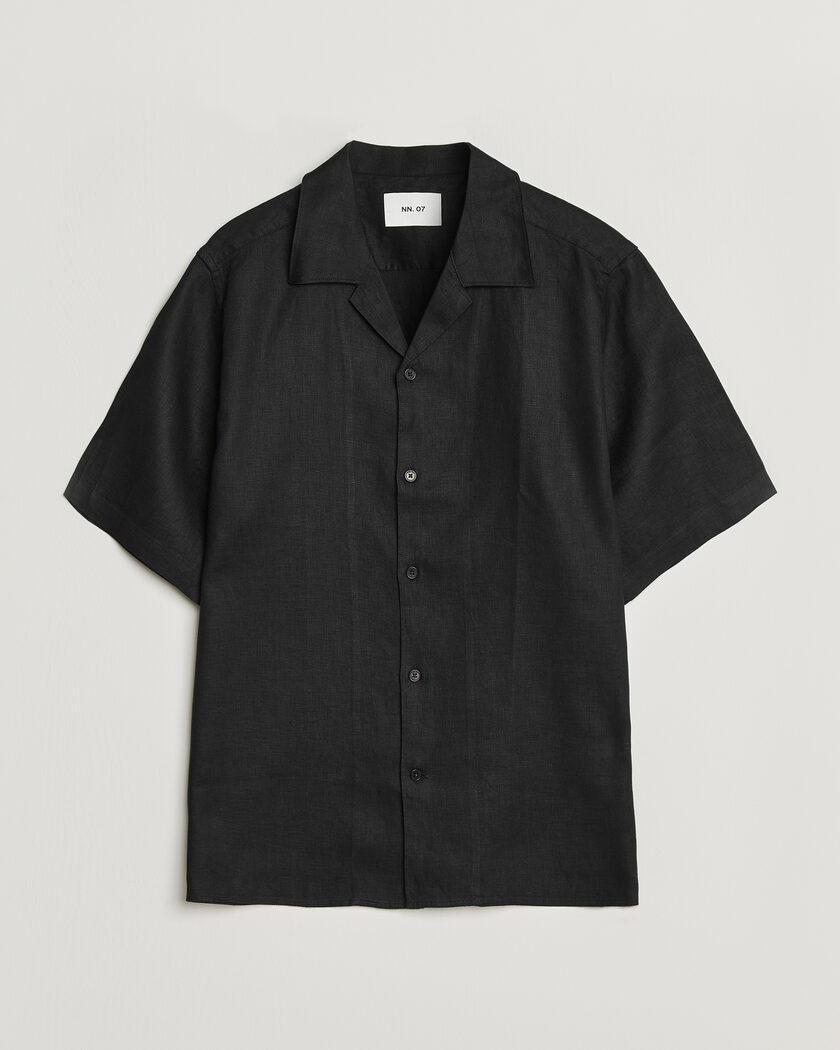 NN07 Julio Linen Resort Shirt Black – Negro