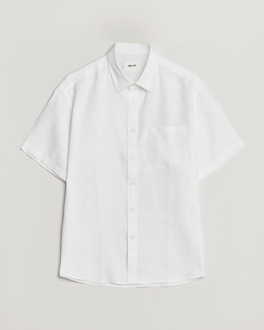 NN07 Deon Linen Short Sleeve Shirt White – Blanco