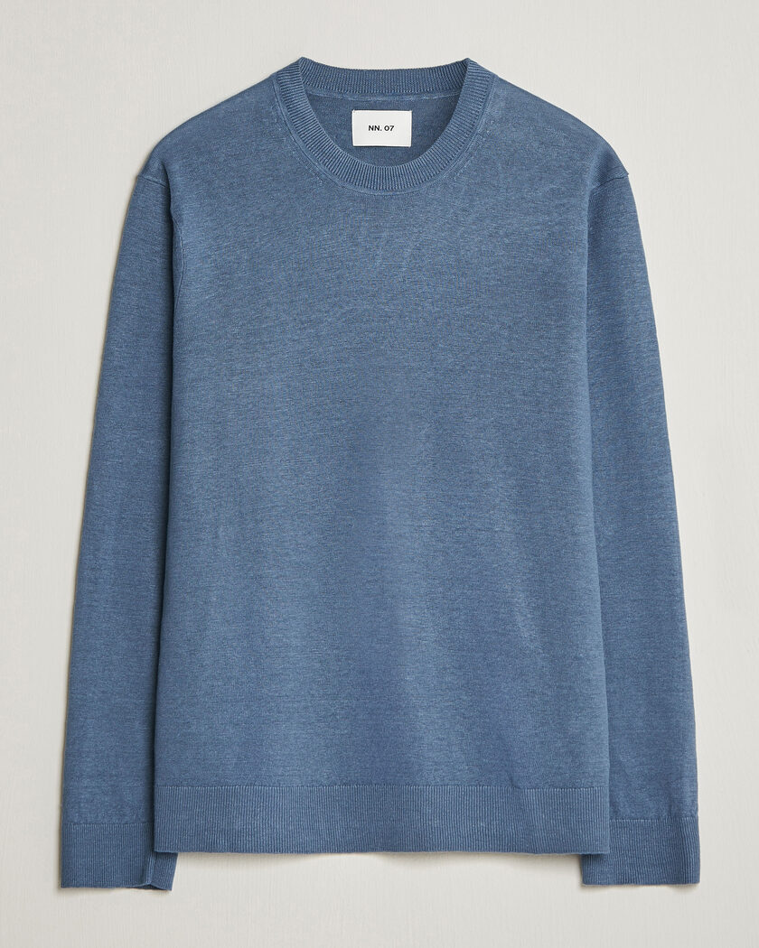 NN07 Ted Linen Knitted Sweater Stone Blue – Azul