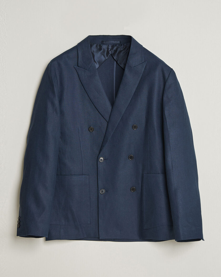 NN07 Jordin Linen Double Breasted Blazer Navy Blue – Azul
