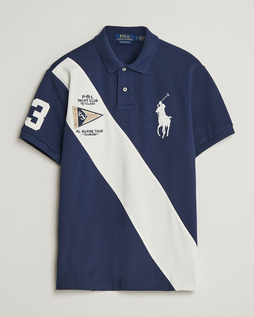 Polo Ralph Lauren Custom Slim Diagonal Stipe Polo Newport Navy/Nevis – Azul