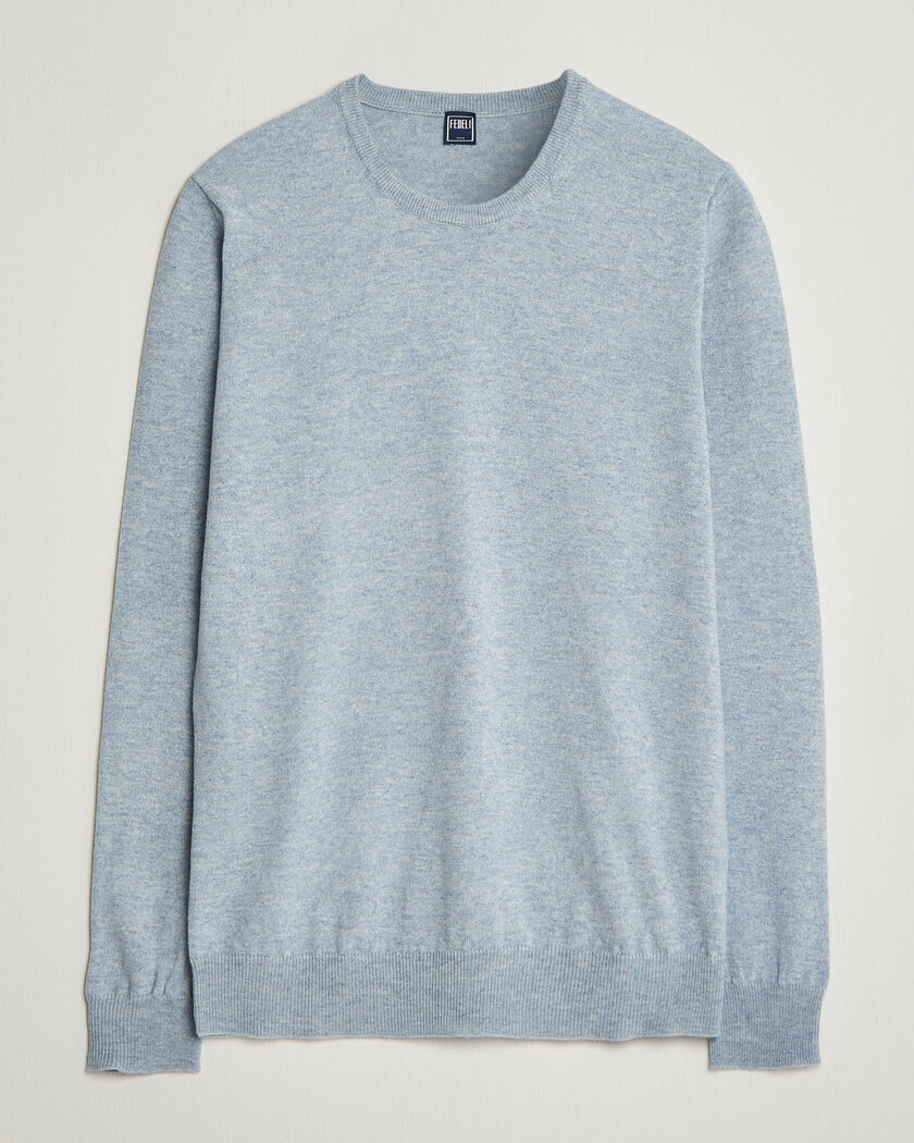 Fedeli Pure Cashmere Crew Neck Light Blue – Azul