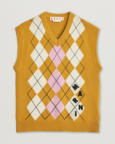 Pre-owned Marni Shetland Argyle Knit Vest White/Yellow 48ashmere Hoodie Beige S – Amarillo