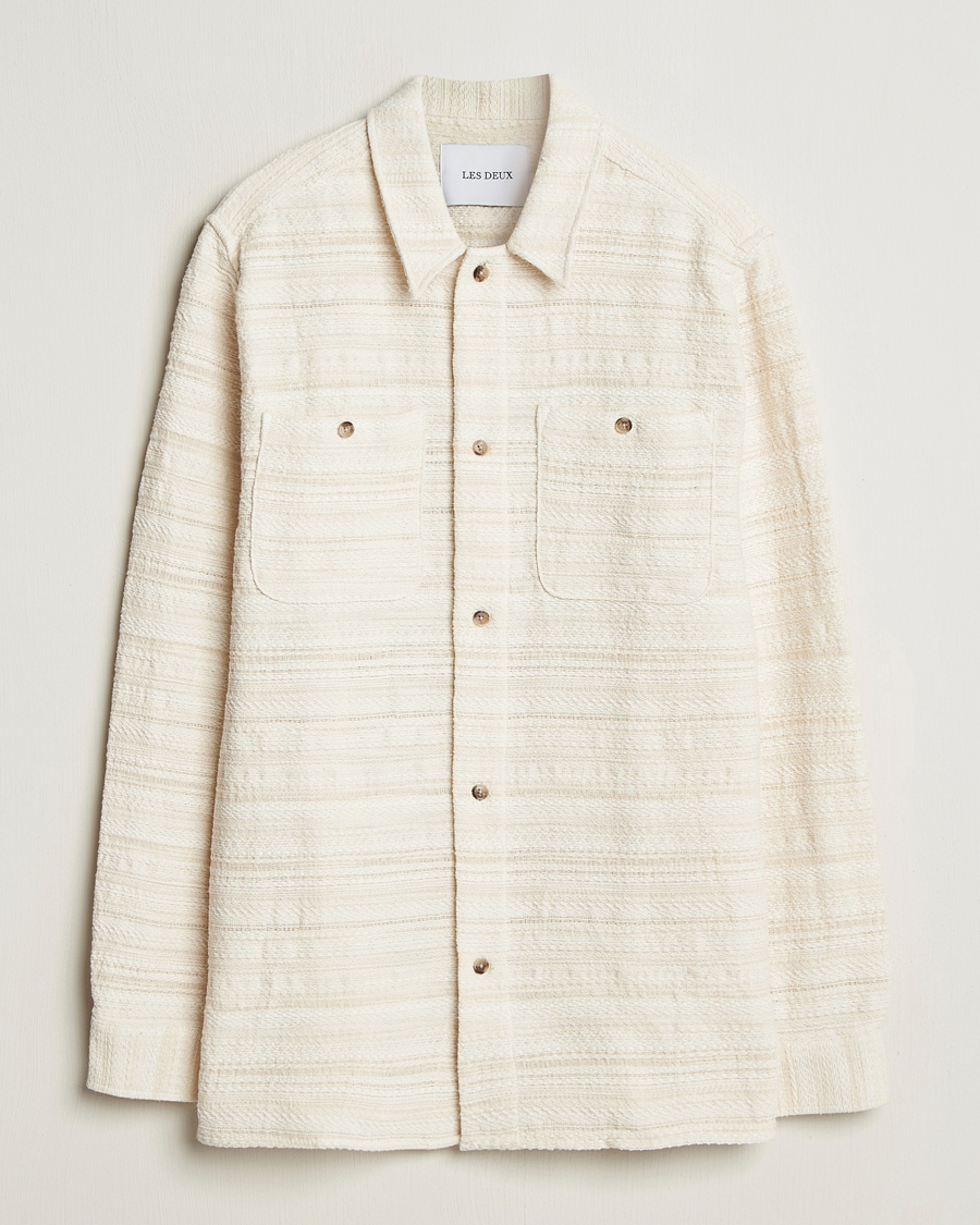 Hombres | Camisas | LES DEUX | Jonas Structure Stripe Overshirt Ivory