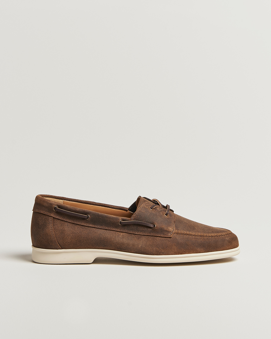 Hombres | Zapatos náuticos | Myrqvist | Sandhamn Boat Shoe Waxed Chestnut Suede