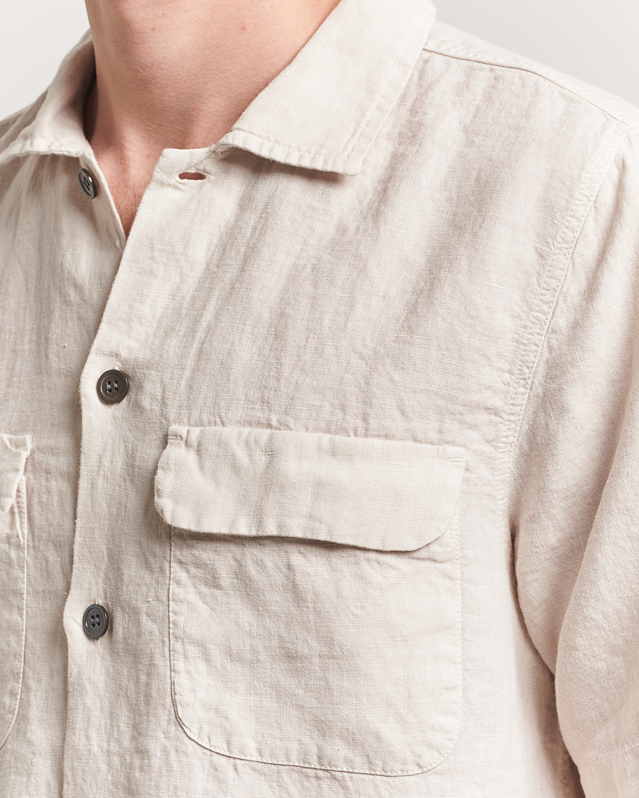Hombres | Camisas | Oscar Jacobson | Reg Fit City Linen Shirt Cream