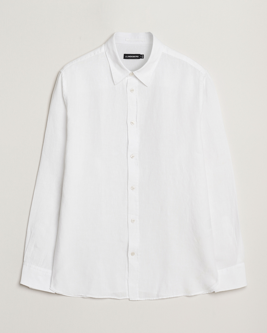 Hombres | Camisas | J.Lindeberg | Linen Melange Shirt White
